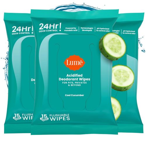 Lume Acidified Deodorant Wipes - 24 Hour Odor Control - Aluminum Free.
